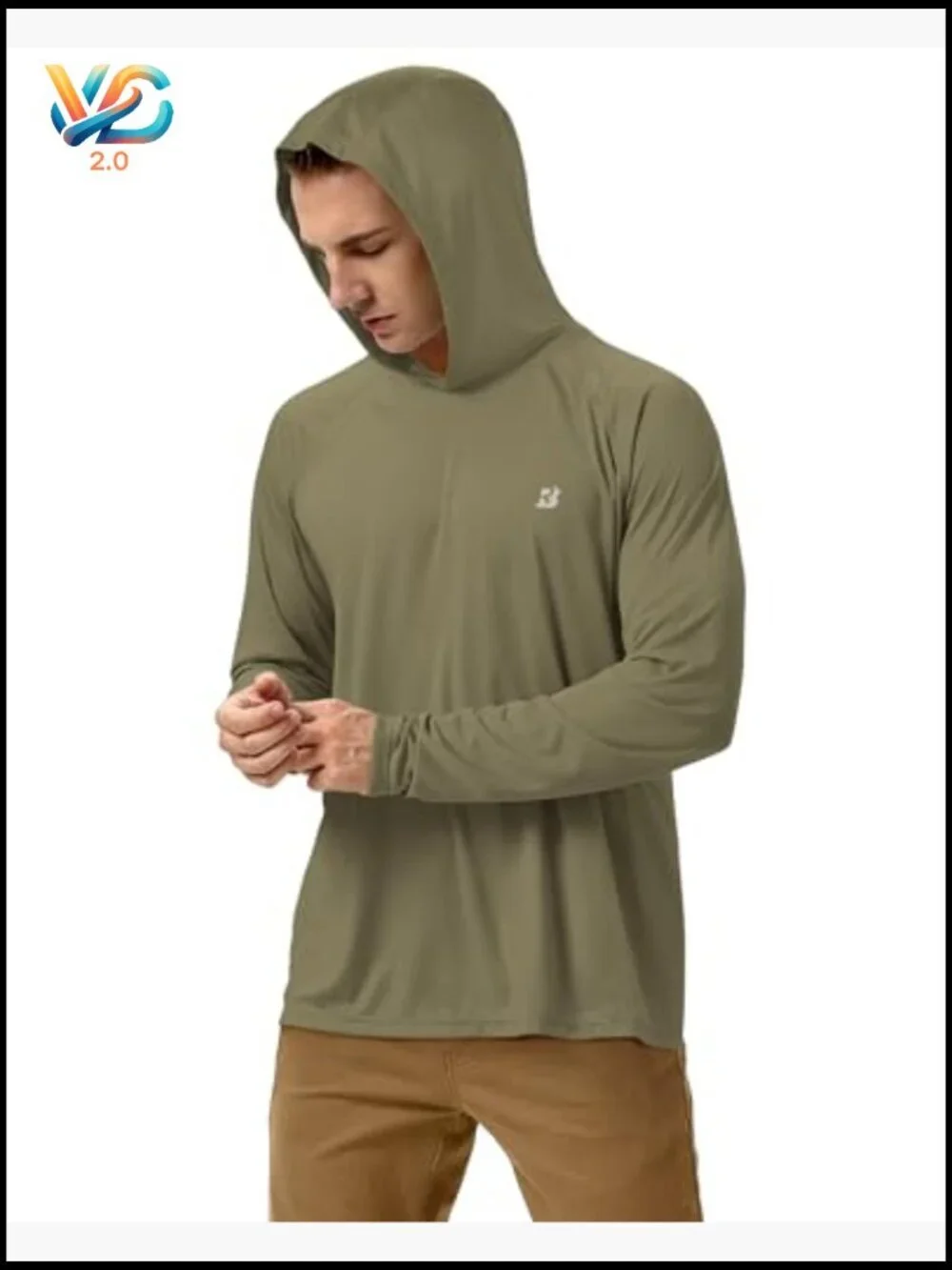 UPF 50+ Long Sleeve Sun Protection Fishing Hoodie Rash Guard for Men